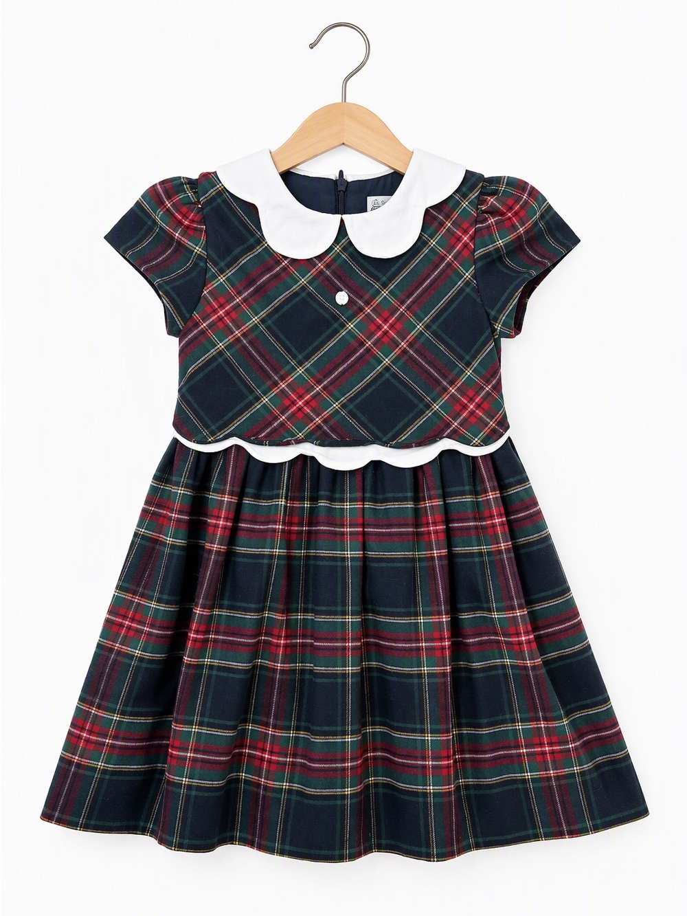 Patachou Portugal Luxury Tartan Plaid Scalloped Collar Holiday Dress 6Y / 116